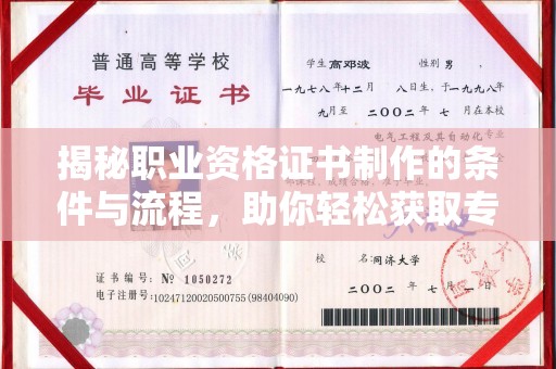 辽源揭秘职业资格证书制作的条件与流程，助你轻松获取专业认证