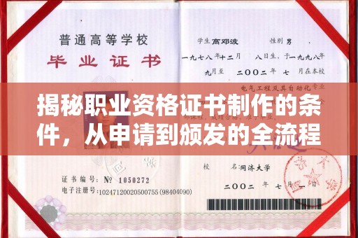 辽源揭秘职业资格证书制作的条件，从申请到颁发的全流程解析